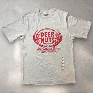 Bass Pro Shops‎ Deer Nuts Graphic T-Shirt Gray Mens Small Just Under A Buck Tee